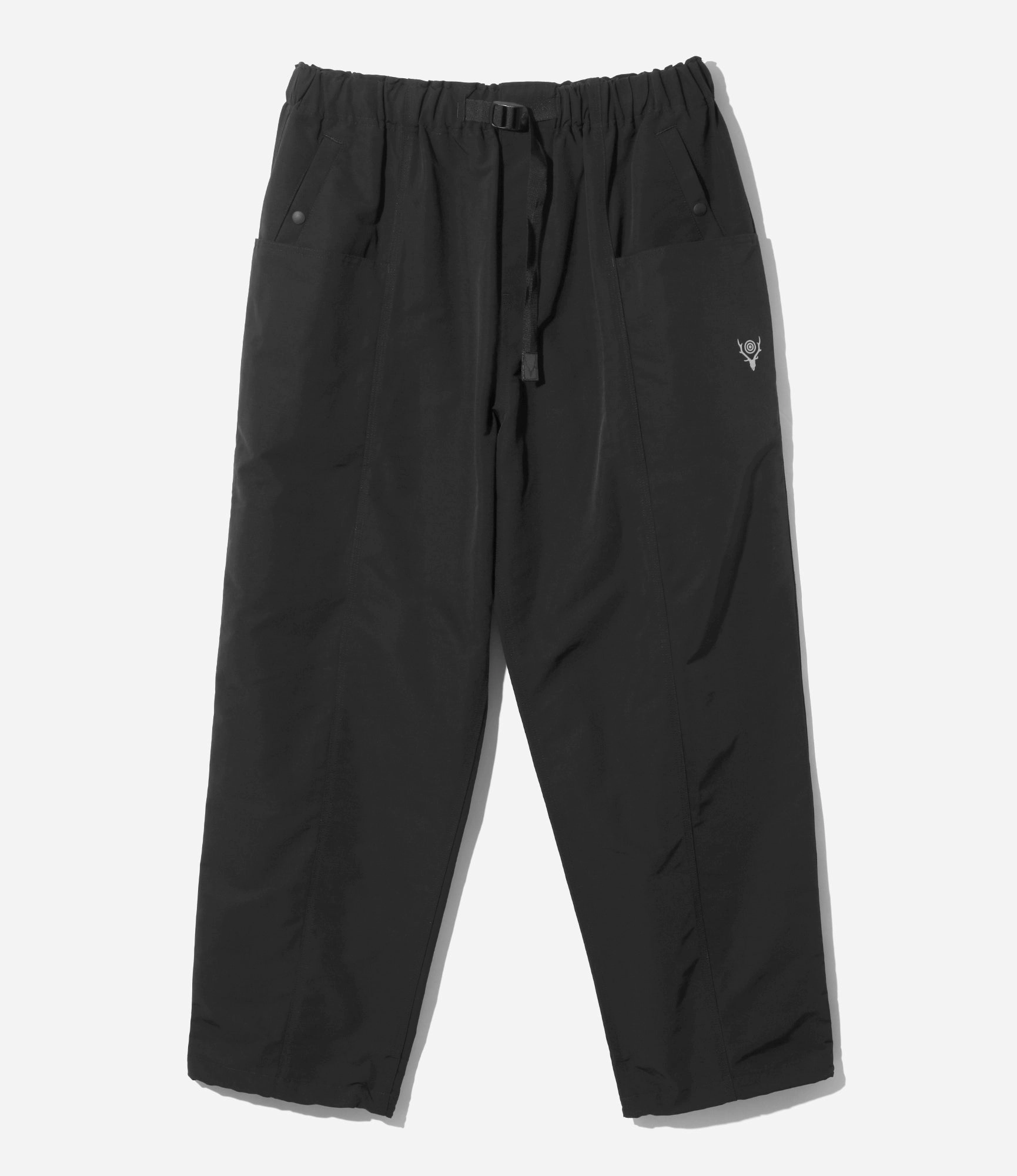 Easy Care Fabric Finish Belted Centre Seam Pant ?C Black Grosgrain