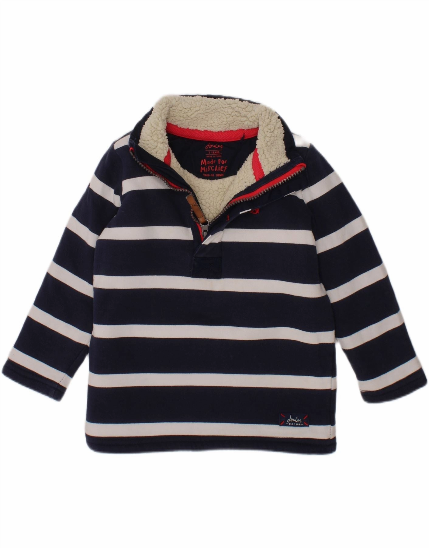 Go-To Fit JOULES Baby Boys Zip Neck Sweatshirt Jumper 18-24 Months Navy Blue Striped