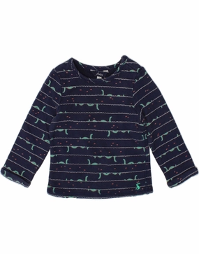 JOULES Baby Boys Graphic Top Long Sleeve 12-18 Months Navy Blue Striped Holiday Style