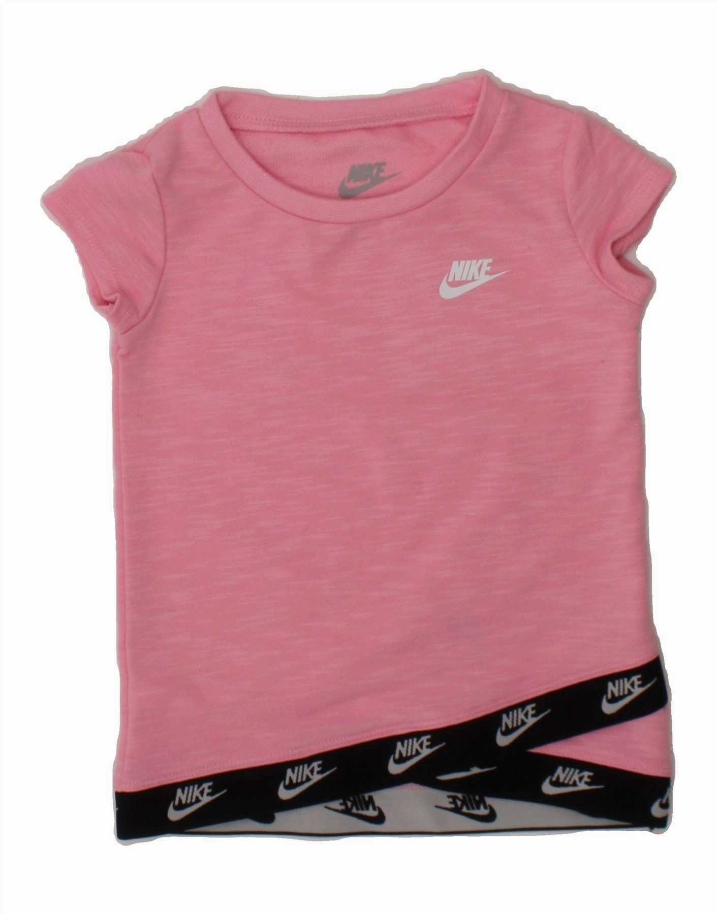 Stretch Fabric Laser Cut Edge Detail NIKE Baby Girls Graphic T-Shirt Top 12-18 Months Pink Flecked Polyester