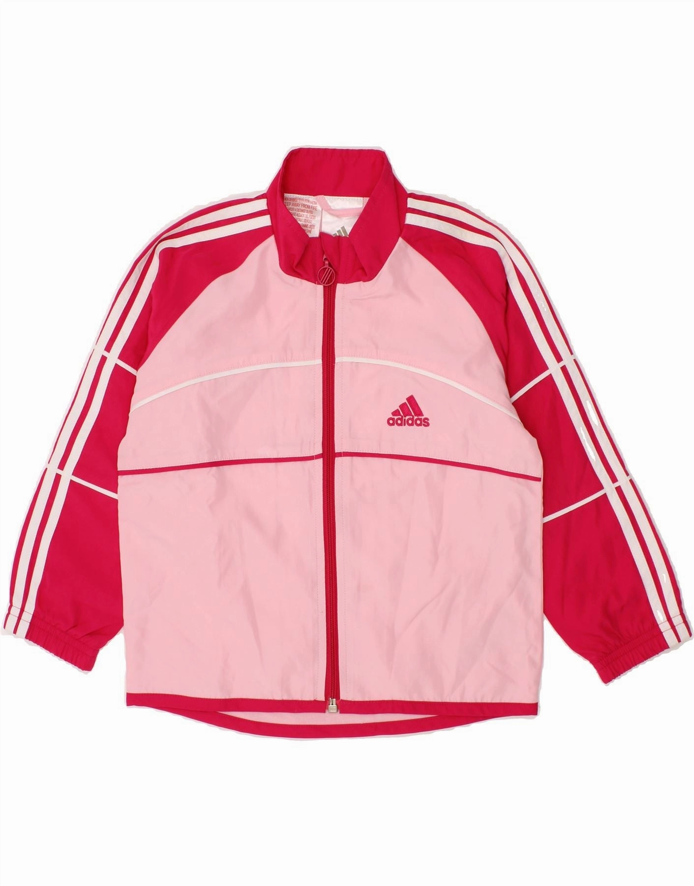 ADIDAS Baby Girls Tracksuit Top Jacket 12-18 Months Pink Colourblock DualVentilation Zippers Benchmark