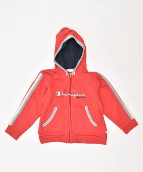 Street Trend Durable Blend CHAMPION Girls Graphic Zip Hoodie Sweater 18-24 Months Red