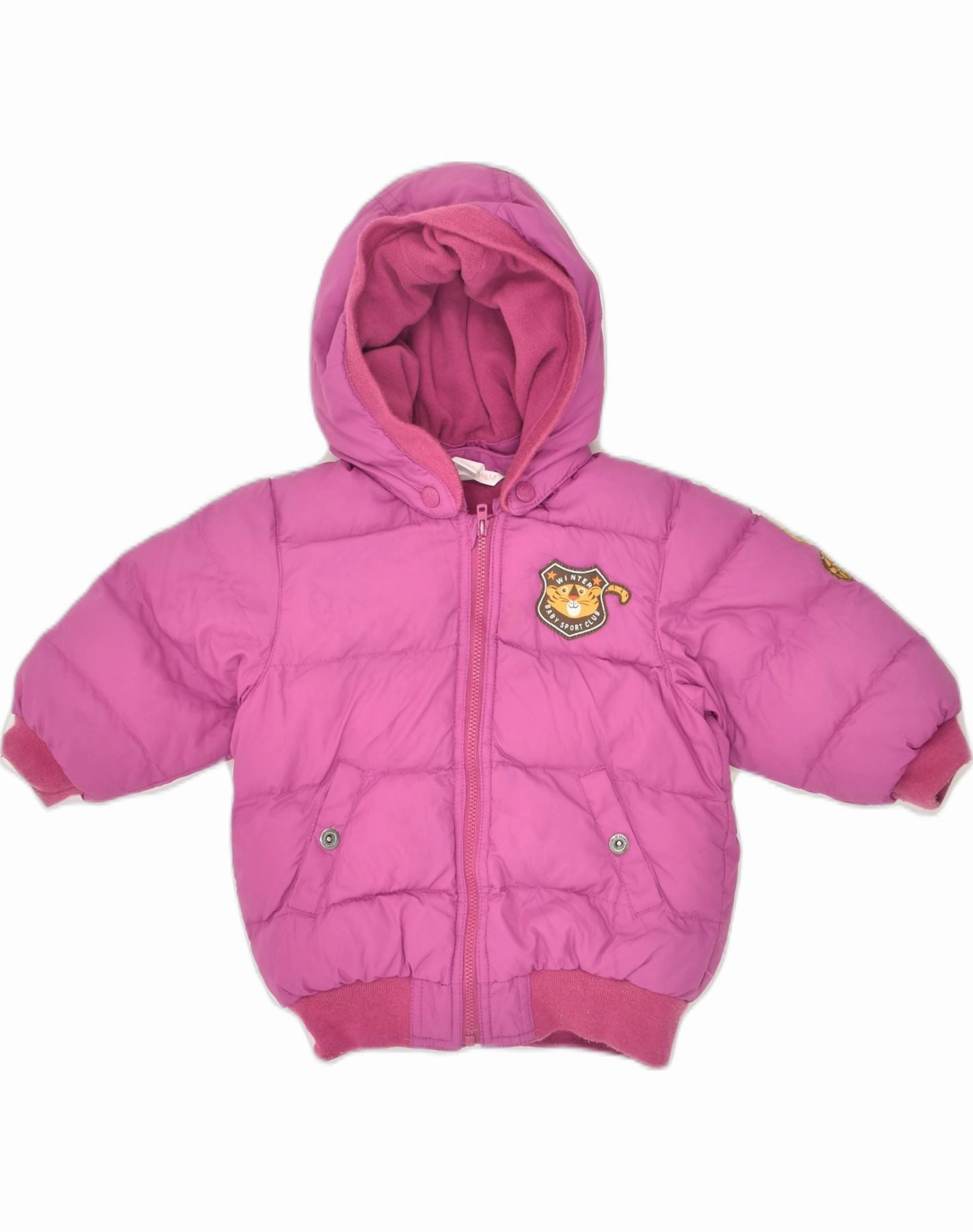 VINTAGE Baby Girls Hooded Parka Jacket 12-18 Months Pink Polyester Functional Style