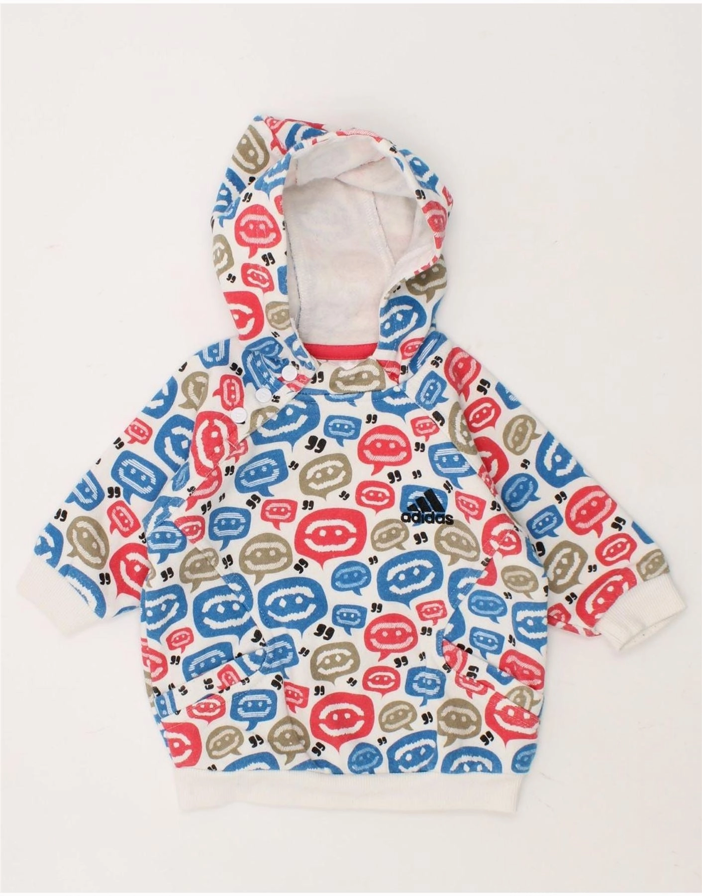 ADIDAS Baby Girls Graphic Hoodie Jumper 0-3 Months Multicoloured Cotton Odor Resistant Blend