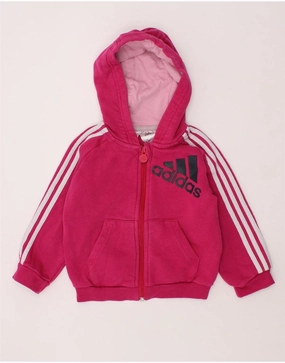 Compact Weave Weekend Ready ADIDAS Baby Girls Graphic Zip Hoodie Sweater 9-12 Months Pink Cotton