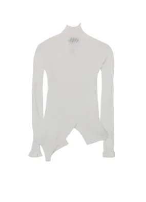 Textured Surface Zigzag Stitch Detail SHEER ASYMMETRY RIBBED KNIT