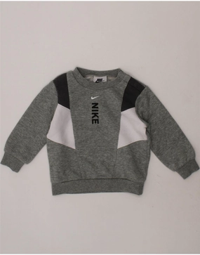 Ribbed Edging NIKE Baby Boys Graphic Sweatshirt Jumper 9-12 Months Grey Colourblock
