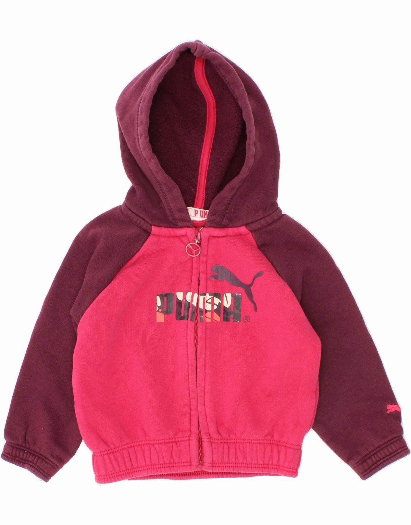 PUMA Baby Girls Graphic Zip Neck Jumper Sweater 3-6 Months Pink Home Comfort City Casual