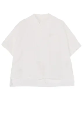 [Y's BORN PRODUCT] THIN COTTON TWILL HALF SLEEVE BOX SHIRT Lace Accent