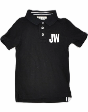 JACK WILLS Baby Boys Polo Shirt 9-12 Months Black Cotton Loose Fit