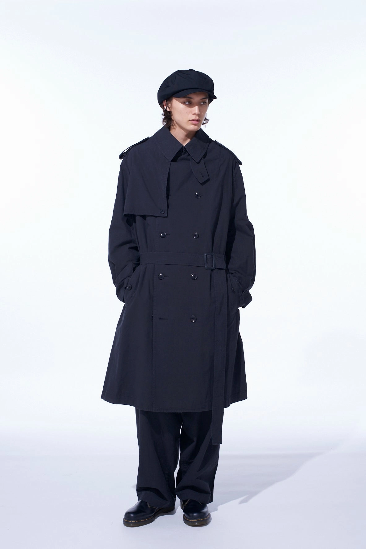 BRUSHED WASHER FINISH BROAD TRENCH COAT VentilatedPanels Stain Resistant