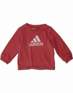 HighDensity Weave Flexible Rib Trimming ADIDAS Baby Girls Graphic Sweatshirt Jumper 6-9 Months Pink Cotton