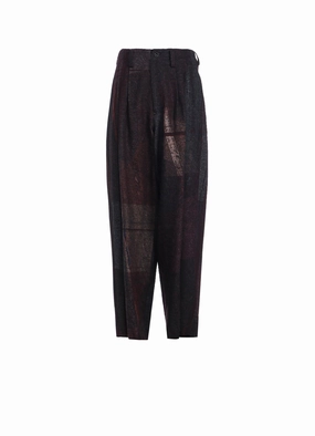 RAISED C/W TWILL PEALED CHECK PT DOUBLE TUCK WIDE PANTS Timeless Fit