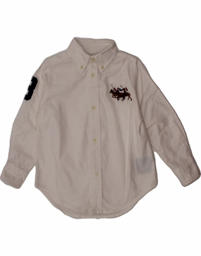 RALPH LAUREN Baby Boys Graphic Shirt 18-24 Months White Cotton Button Down Design