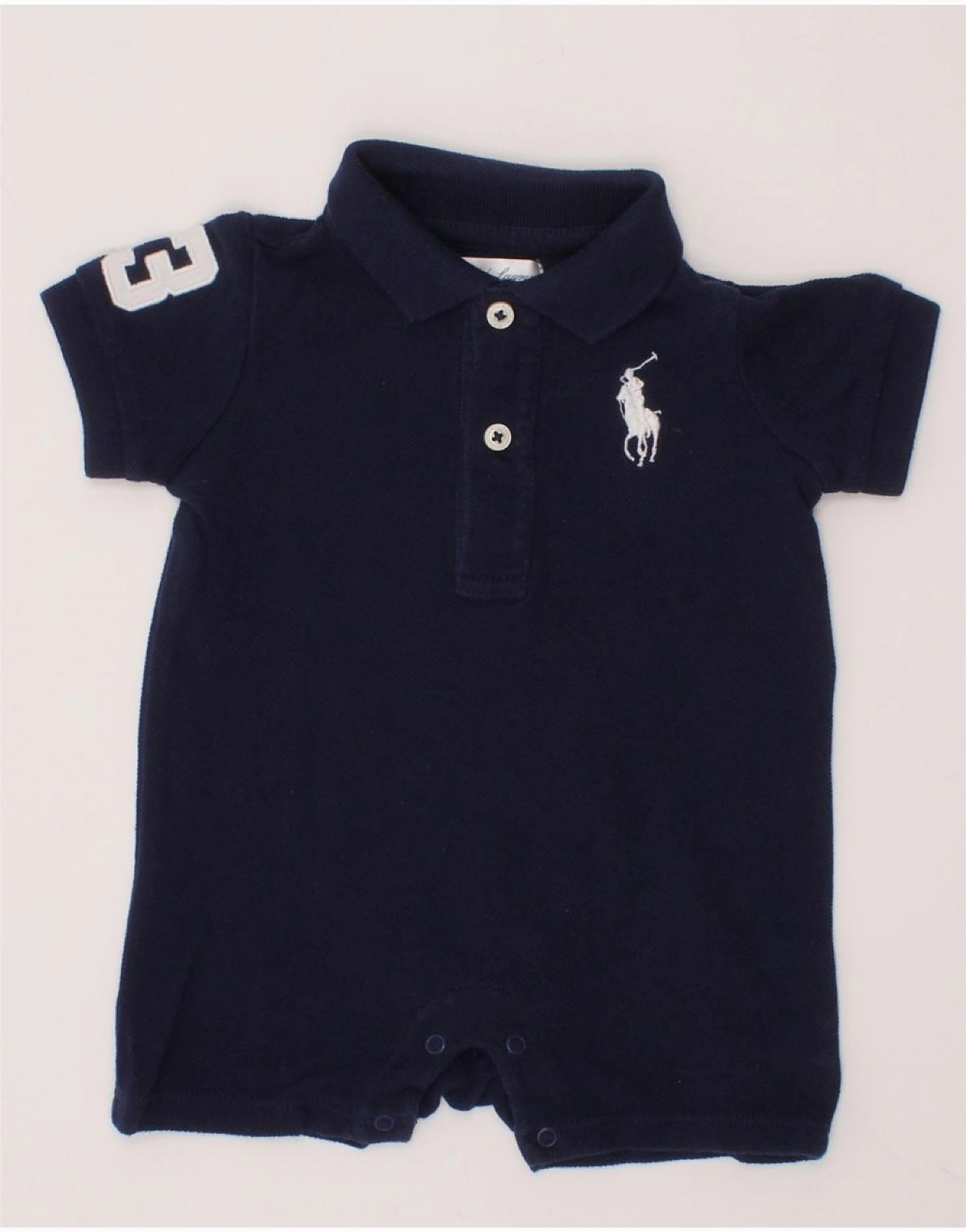 RALPH LAUREN Baby Boys Playsuit 0-3 Months  Navy Blue Cotton Urban Model