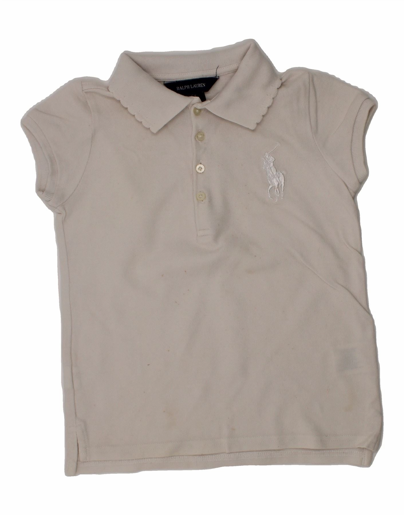 Flexible Shoulder Construction RALPH LAUREN Baby Girls Polo Shirt 3-6 Months White Cotton