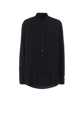 RAYON TWILL LOOSE FIT STAND COLLAR SHIRT Neutral Tone Business Meeting