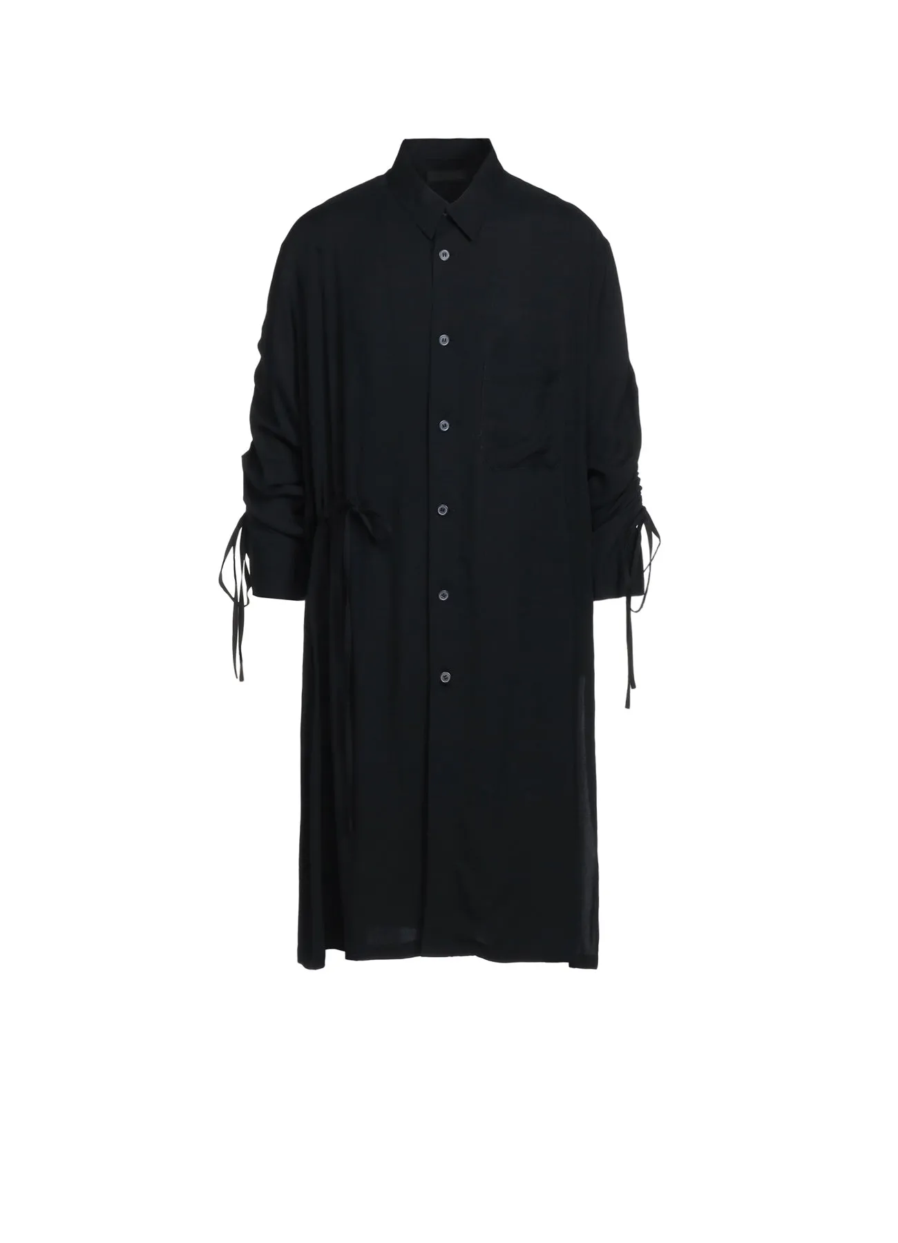 Odor control Refined Aesthetic RAYON WASHER TWILL OVERSIZED LONG SHIRT WITH GATHERED STRINGS