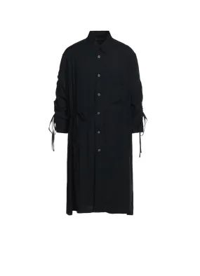 Odor control Refined Aesthetic RAYON WASHER TWILL OVERSIZED LONG SHIRT WITH GATHERED STRINGS