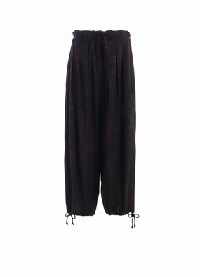 RAYON CRIMSON LACE PRINT BALLOON PANTS Supportive Waistband