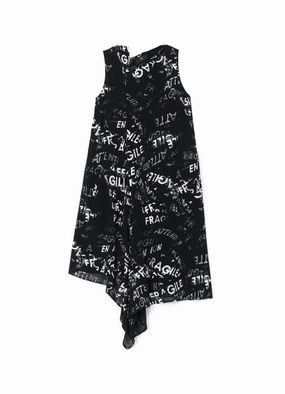 RAYON GEORGETTE OPEN COLLAR SLEEVELESS DRESS Comfortable and Chic