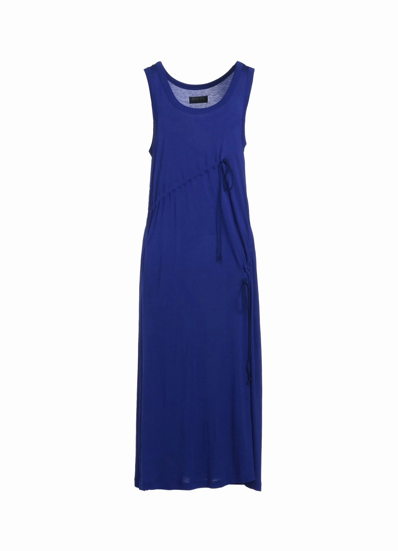 RAYON JERSEY STRINGS GATHERED DRESS Smooth silhouette Vibrant patterned dress