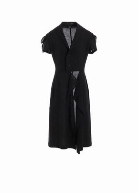 RAYON/LINEN SHEETING SQUARE CLOTH SLEEVE JACKET HighCollar Design