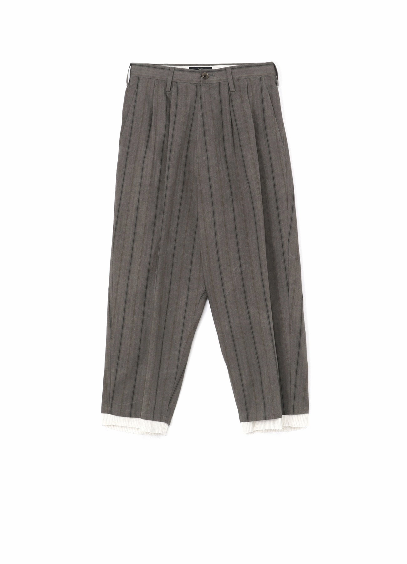 COTTON STRIPE INK DYED DOUBLE TUCK TAPERED PANTS Urban appeal Reflective accents