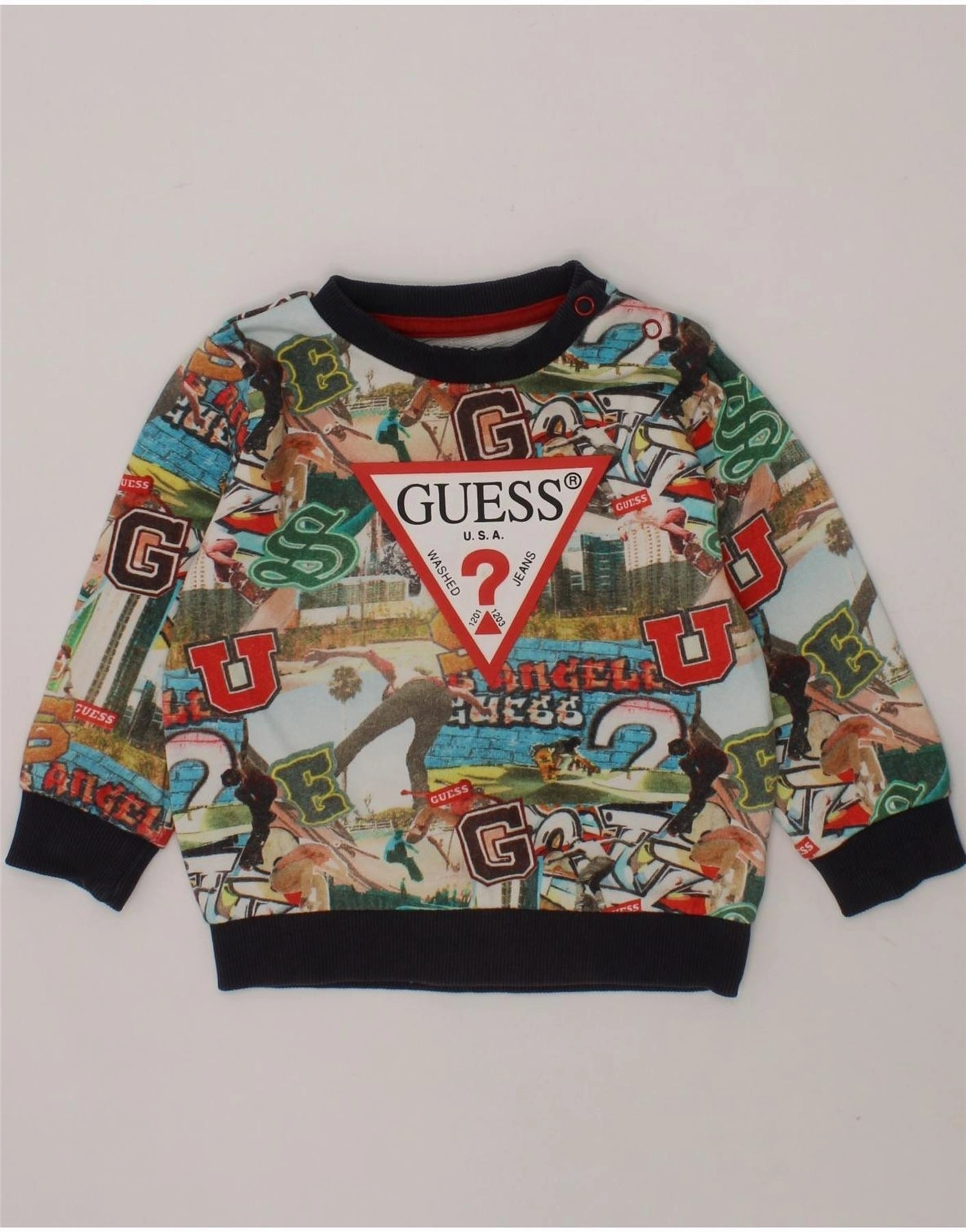GUESS Baby Boys Graphic Sweatshirt Jumper 9-12 Months Multicoloured Cotton HighDensity Weave Winter Wardrobe