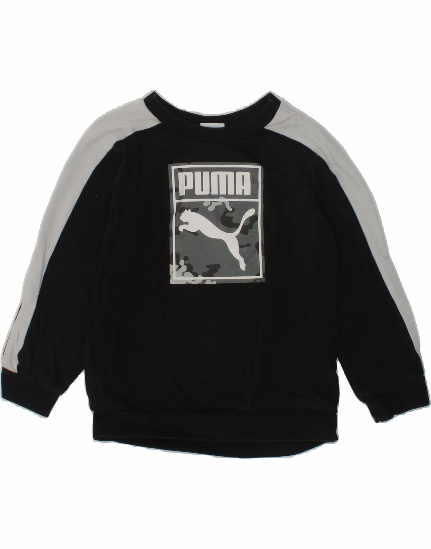 PUMA Baby Boys Graphic Sweatshirt Jumper 18-24 Months Black Colourblock Chic Warmth Warm Vibe