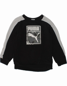 PUMA Baby Boys Graphic Sweatshirt Jumper 18-24 Months Black Colourblock Chic Warmth Warm Vibe