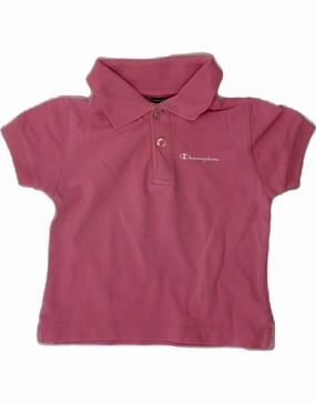 CHAMPION Baby Boys Polo Shirt 6-9 Months Pink Cotton Team Building