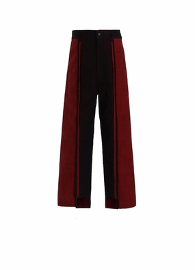 simple design RED BACK SIDE DENIM PANEL PANTS