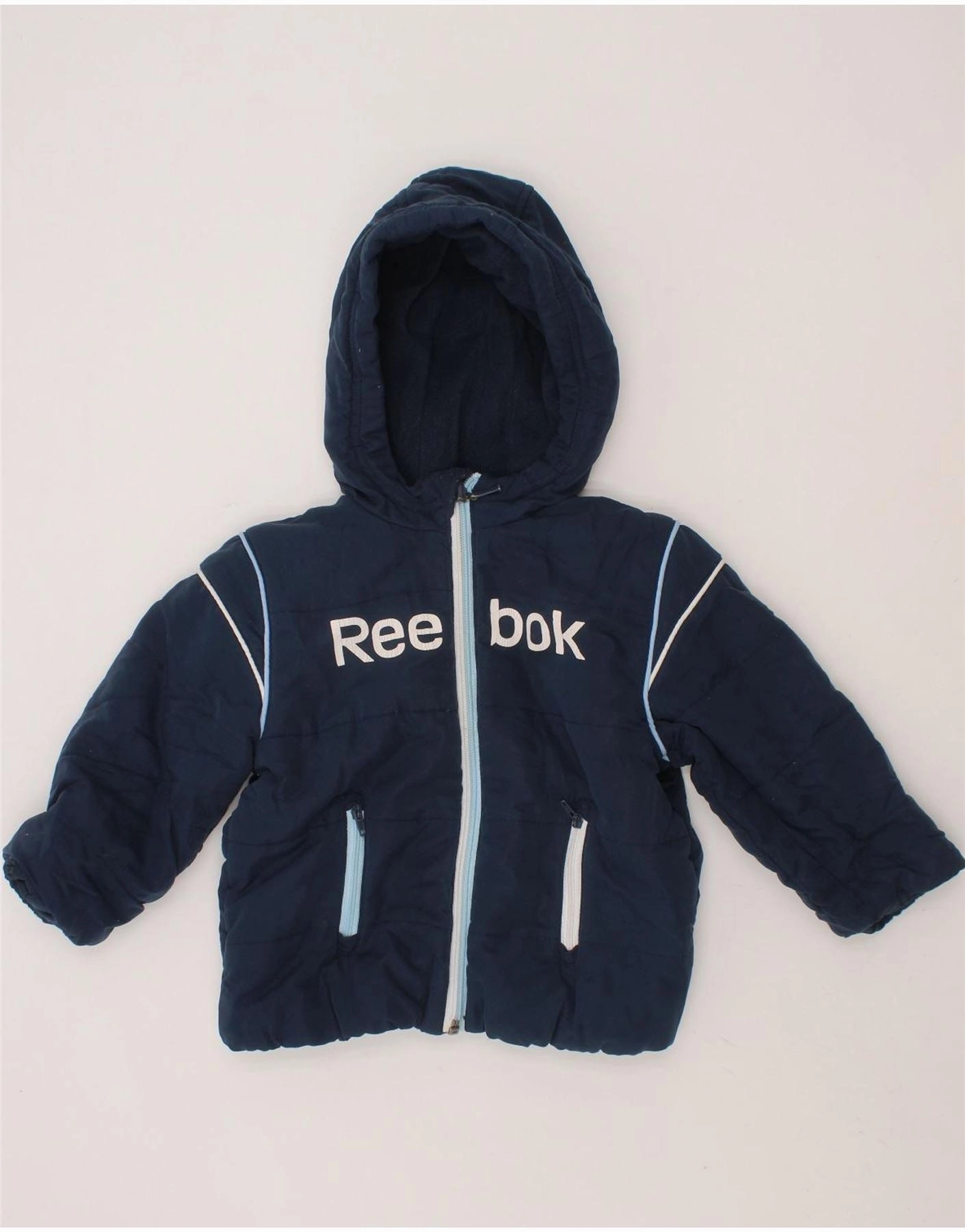 REEBOK Baby Boys Graphic Hooded Padded Jacket 12-18 Months Navy Blue suitable for fashion contests