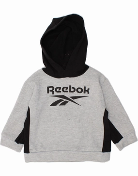 Chunky Cable Knit REEBOK Baby Boys Graphic Hoodie Jumper 12-18 Months Grey Colourblock