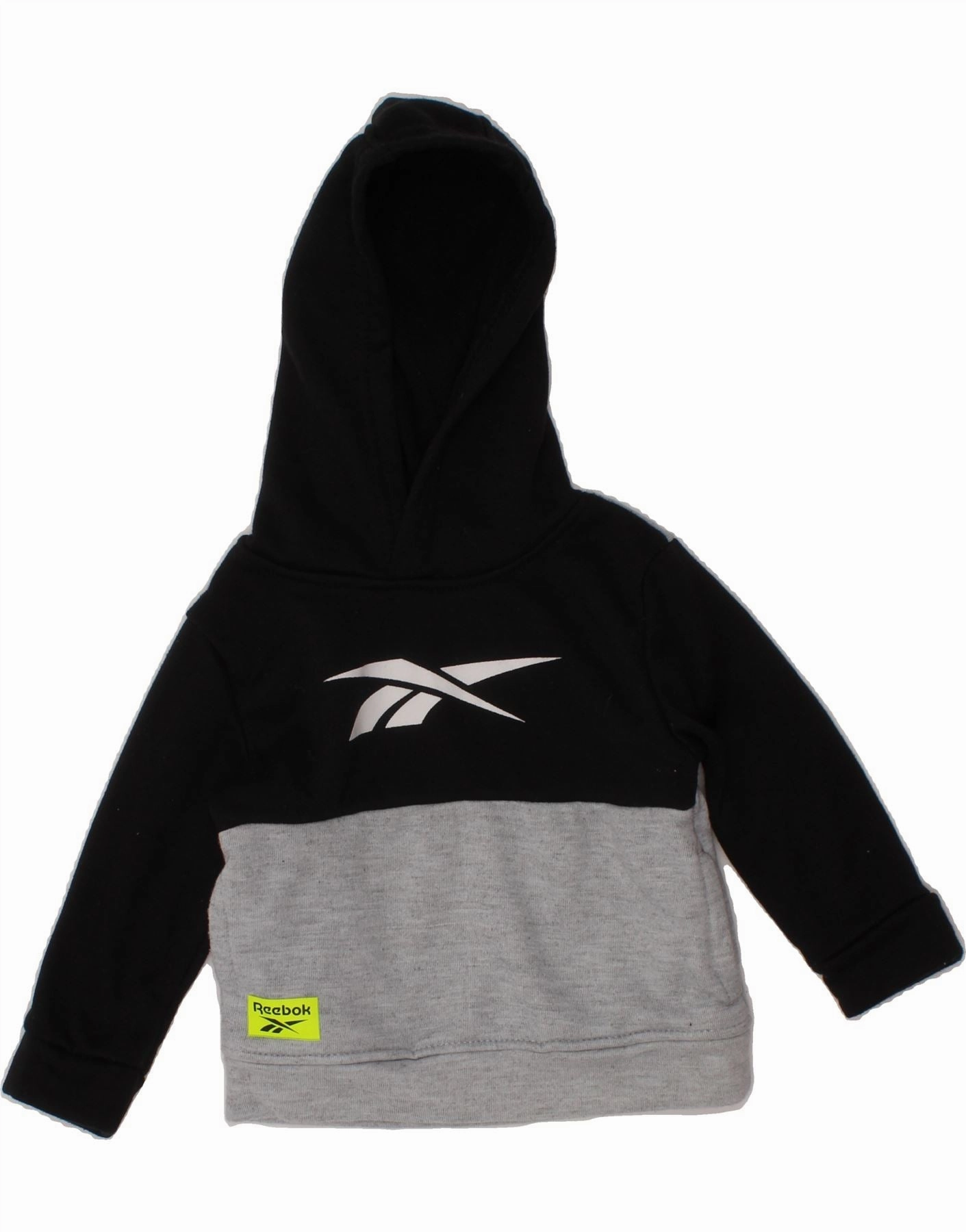 FadeResistant AntiPilling Finish REEBOK Baby Boys Graphic Hoodie Jumper 9-12 Months Black Colourblock