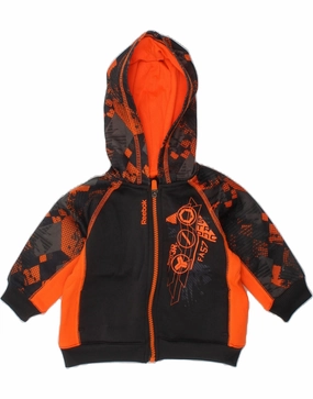REEBOK Baby Boys Graphic Zip Hoodie Sweater 3-6 Months Black Polyester Waffle Knit Texture