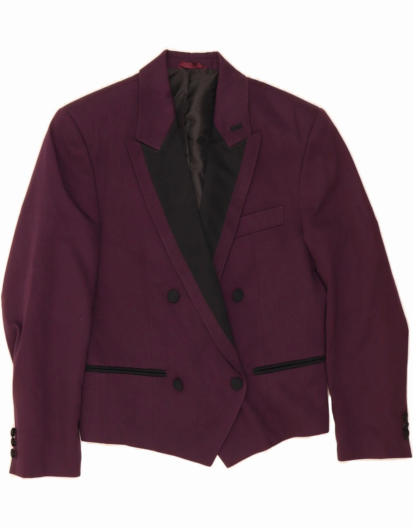 VINTAGE Womens Blazer Jacket EU 42 Large Purple Colourblock Polished Comfort
