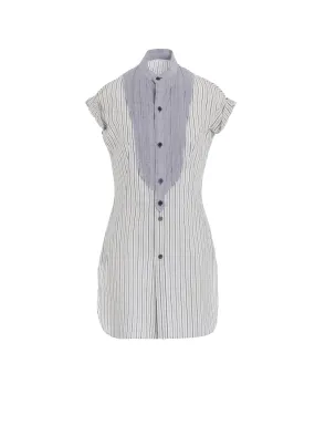 C/CU HARD TWISTED DOBBY STRIPE STAND COLLAR SHIRT No Bulk Layering System Anti Pilling Treatment