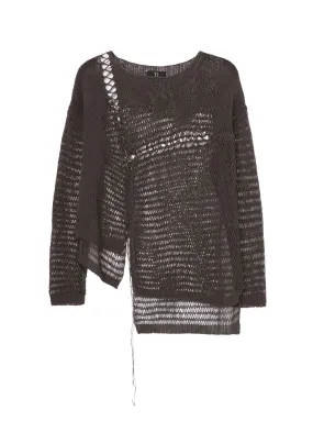 Autumn Ready DAMAGE PROCESSED ASYMMETRIC LONG SLEEVE KNIT