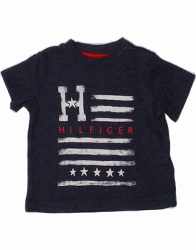 Gym Appropriate TOMMY HILFIGER Baby Boys Graphic T-Shirt Top 3-6 Months Navy Blue Cotton