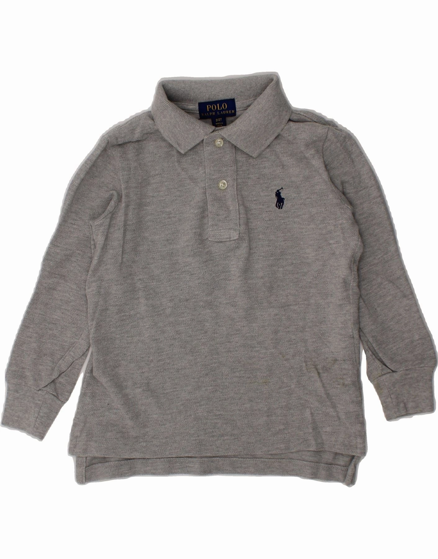 Anti Pilling Treatment POLO RALPH LAUREN Baby Boys Long Sleeve Polo Shirt 18-24 Months Grey