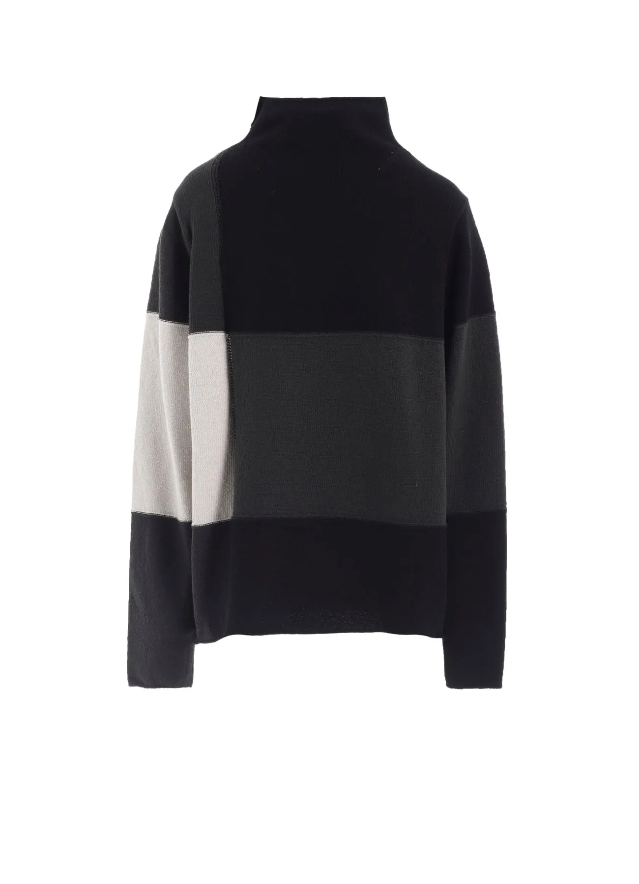 SoftTouch Finish HARD-TWISTED BLOCK INTARSIA HIGH-NECK PULLOVER