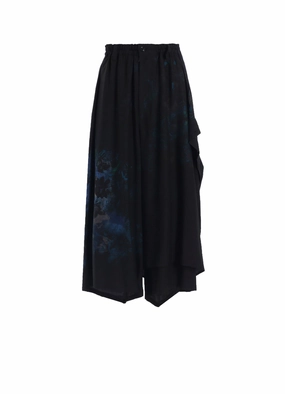 FLOWER/LACE-PREINT DUNGAREE TWILL PANTS Lightweight Fabric