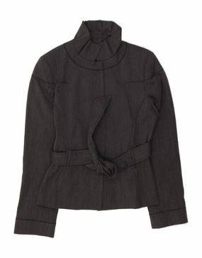 Perfect Design Wear ZARA Womens Blazer Jacket UK 10 Small Grey Herringbone Polyester