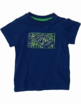 GUESS Baby Boys Graphic T-Shirt Top 6-9 Months Navy Blue Cotton Compact Fold Design