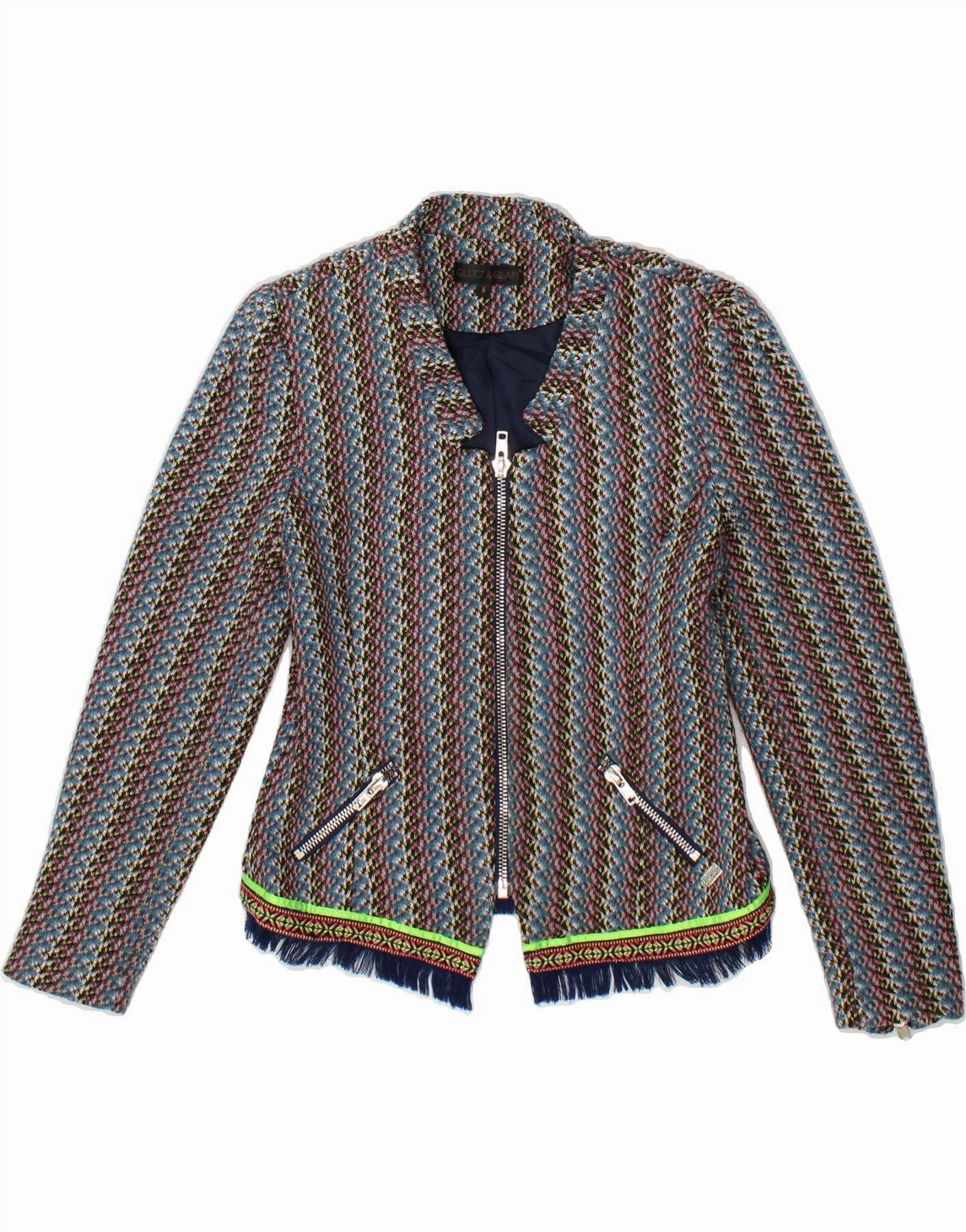 Tailored Layering VINTAGE Womens Blazer Jacket UK 10 Small Multicoloured Striped