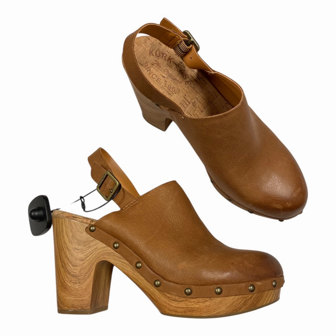 Standout Look Chic Casual Shoes for Travel Sandals Heels Block By Kork Ease In Brown, Size:8