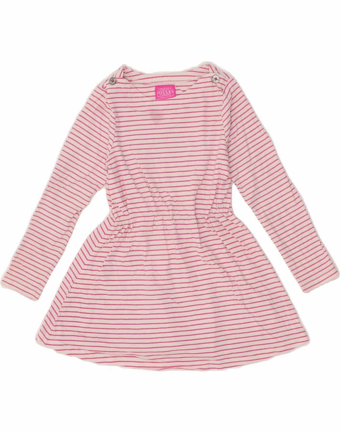 Cool Finish Texture Rich JOULES Baby Girls A-Line Dress 3-6 Months Pink Striped Cotton
