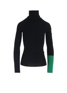 Ribbed Detailing Stretchable Waistband RIB COLOR COMBI HIGH NECK PO